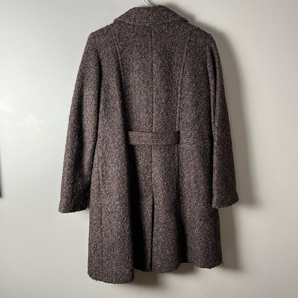 Anne Klein Sz Large Wool Blend Long Pea Coat Brown Women's - Picture 4 of 8